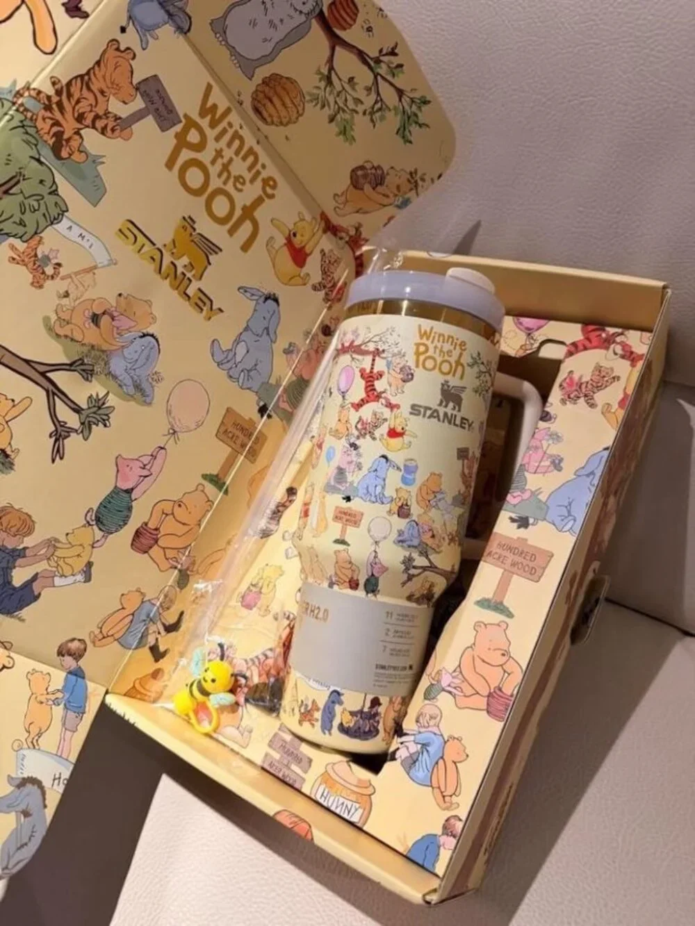 Personalized Winnie Pooh Stanley Tumbler, 40oz Custom Yellow Water Bottle Gift b - Picture 4 of 4
